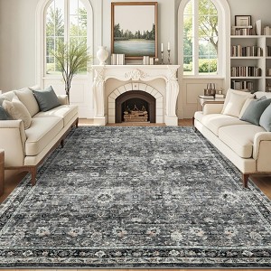 Vintage Area Rug for Living Room, Washable Non Slip Rugs, Low Pile Bedroom Rug for Classroom, Office, Dining Room - 1 of 4