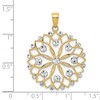Black Bow Jewelry 14k Yellow Gold and White Rhodium Diamond Cut Flower Pendant, 26mm - 4 of 4