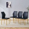 Vynxaria Luxury Simple Chair Set - 6 White PU High Resilience Dining Chairs with Silver Metal Legs - 3 of 4