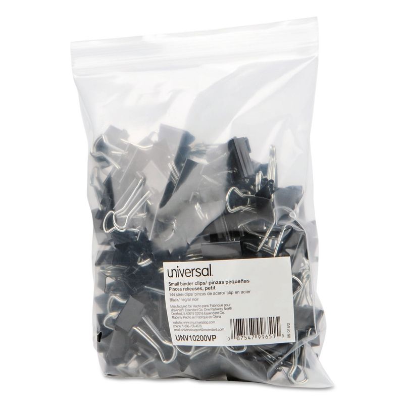 UNIVERSAL Small Binder Clips Zip-Seal Bag 3/8" Capacity 3/4" Wide Black 144/Bag 10200VP, 4 of 9