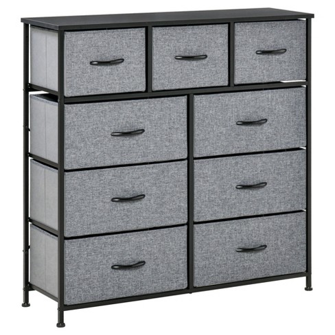 5-Drawer Dresser Tower 3-Tier Storage Organizer with Steel Frame Wooden Top  for Bedroom Hallway