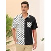 Lars Amadeus Men's Summer Polka Dots Short Sleeves Button Down Patchwork Shirt - 2 of 4
