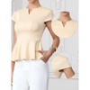 INSPIRE CHIC Women's Elegant V Neck Cap Sleeve Ruffled Hem Business Causal Blouses - 2 of 4