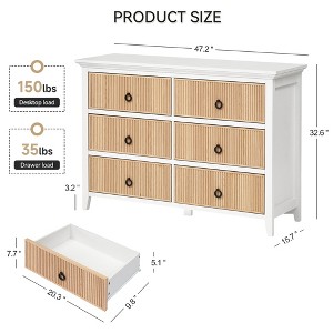 Dresser For Bedroom - 6-Drawer Fluted Dresser Cabinet Modern Storage Chest Wide Wood Organizer Dresser For Bedroom Living Room - 1 of 4