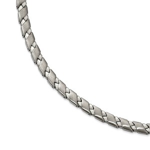 Black Bow Jewelry 6.5mm Stainless Steel Brushed & Polished Zigzag Link Necklace, 19 Inch - 1 of 4