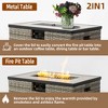 BAOURE 32" Outdoor Propane Fire Pit Table with Beige Wicker Base & Tank Cover 50000 BTU Patio Heater, Rectangular Steel Design for Deck & Garden - 2 of 4