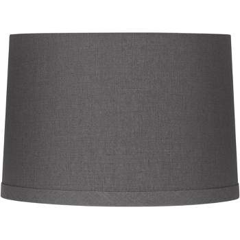 Springcrest Gray Linen Medium Drum Lamp Shade 15" Top x 16" Bottom x 11" High x 11" Slant (Spider) Replacement with Harp and Finial