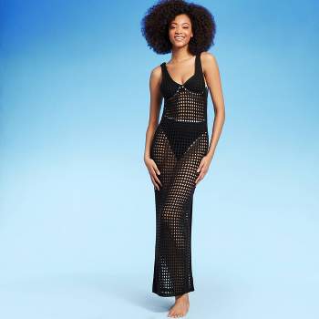 Women's V-Neck Crochet Cover Up Maxi Dress - Shade & Shore™