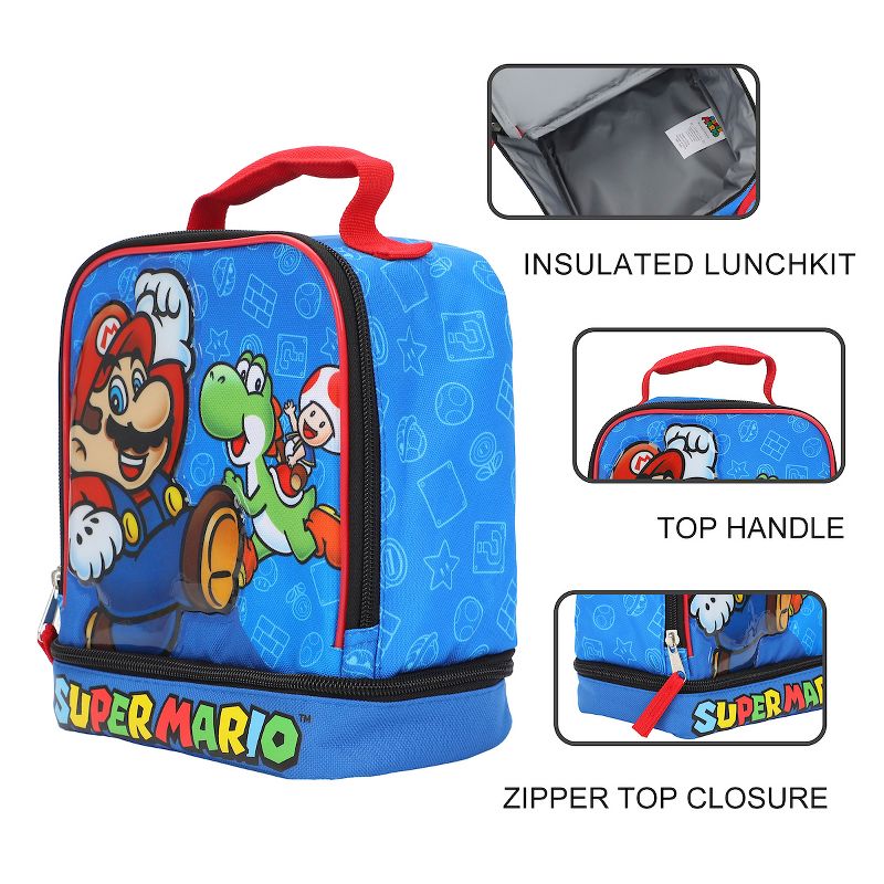 Super Mario Bros. Square Double Compartment Insulated Lunch Box, 5 of 7