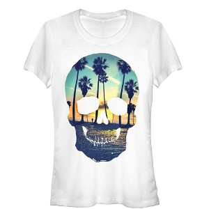 Juniors Womens Lost Gods Sunset Skull T-Shirt - 1 of 3