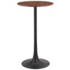 Bar Table 41.7"H Brown – Round Faux Wood MDF Top with Powder-Coated Steel Pedestal Base, Modern Indoor Accent by Zuo Modern - 3 of 4