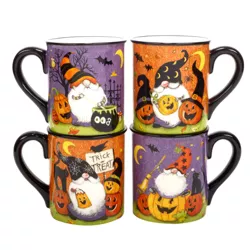 Set of 4 Halloween Gnomes 18oz Drinkware Mugs - Certified International
