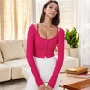 Anna-Kaci Active Women's Button-Up Long Sleeve Crop Top with Scoop Neck and Thumbhole Cuffs - 3 of 4