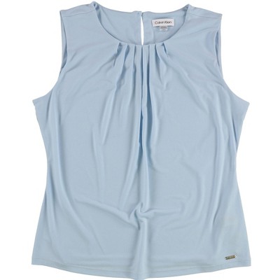 Calvin Klein Womens Pleated Sleeveless Blouse Top