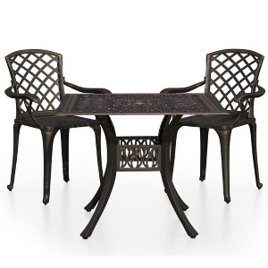vidaXL Bistro Set Patio Table and Chair Bistro Table Outdoor Cast Aluminum - Bronze 2 Items - 1 of 4