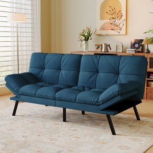 Dyonery 71" Convertible Futon Sofa Bed,Modern Memory Foam Futon Couch with Detachable Cushion,Adjustable Backrest & Armrest - 1 of 4