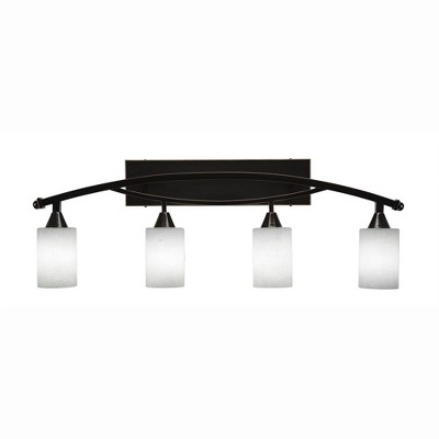 Toltec Lighting Bow 4 - Light Vanity in  Black Copper with 4" White Muslin Shade