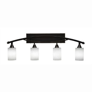Toltec Lighting Bow 4 - Light Vanity in  Black Copper with 4" White Muslin Shade - 1 of 1