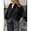 Imily Bela Womens Oversized 3/4 Cape Sleeve Cropped Trench Coat Single Breasted Button Up Jacket - 2 of 4