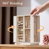 360° Rotating Jewelry Box Organizer, Ivory Leather with Pink Velvet Vertical Storage Case - 2 of 4
