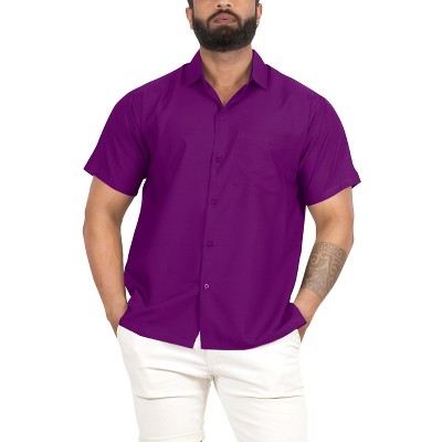 La Leela Mens Short Sleeve Button Down Solid Casual Camp Vacation Shirts  Business Collared Shirt For Men Summer Work Shirts With Pocket S Purple  Solid : Target