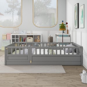 Floor Bed, with Super High Security Barrier, Children's Floor Bed Frame - 1 of 4