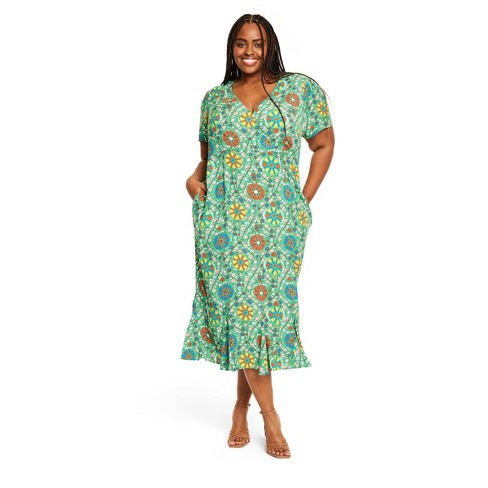 Women's Zinnia Floral Print Short Sleeve Midi Dress - Rhode X Target ...