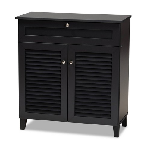 Shelf Wood Shoe Storage Cabinet With Drawer Coolidge Finished Dark