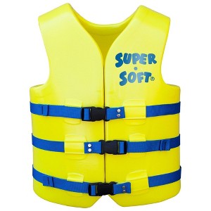 TRC Recreation Super Soft Adult Size Small Life Jacket USCG Approved Vinyl Coated Foam Swim Vest for Swimming Accessories and Beach Gear, Blue - 1 of 4