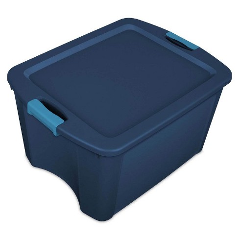 Sterilite 18 Gal Latch And Carry, Stackable Storage Bin With Latching Lid,  Plastic Tote Container To Organize Closets, Blue With Blue Lid, 12-pack :  Target