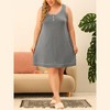 Women's Plus Size Placket Sleeveless Round Neck Piping Tank Nightgown - Agnes Orinda - 2 of 4