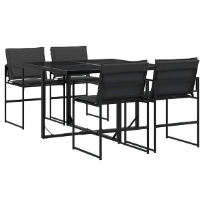 vidaXL Patio Dining Set with Cushions Garden Outdoor Furniture Black Textilene - 1 of 4
