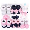 Hudson Baby Girl Headband and Socks Giftset, Navy White, One Size - 2 of 4