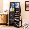 Tangkula 64" Jewelry Cabinet Armoire w/ 3-Color Lights Adjustable Shelves & Wheels - 2 of 4