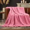 Amelie Home Faux Fur Throw Blanket, Luxurious Striped Plush Decorative Blanket, Cozy Fuzzy Soft Style for Sofa & Bed, 55"x70" - 2 of 4