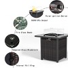LOVSON 28" Propane Fire Pit Table,50,000 BTU Outdoor Gas Firepit with Rattan/Wicker Design, Tempered Glass Top & Wind Screen for Patio & Garden - 3 of 4