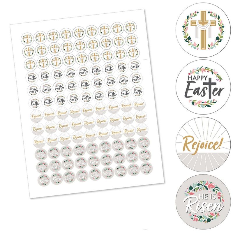 Big Dot of Happiness Religious Easter - Christian Holiday Party Round Candy Sticker Favors - Labels Fits Chocolate Candy (1 sheet of 108), 2 of 6