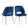 CAVINAS Modern Hollow-Back Dining Chairs with Gold Metal Legs, Set of 2, Upholstered Armless Chairs for Dining Room, Living Room, or Kitchen - 2 of 4
