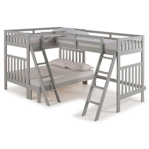 Twin Over Full Aurora Bunk Bed With Tri Bunk Extension Dove Gray - Alaterre Furniture