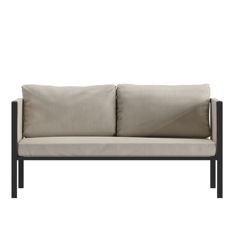 Merrick Lane Outdoor Love Seat/Sofa With Removable Fabric Cushions And Steel Frame, 4 of 14