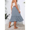 2025 Trendy High Waist Tiered Flowy Skirt for Women - Below Knee with Pockets A-06 Light Blue - 3 of 4