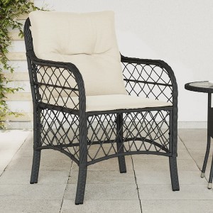 vidaXL Patio Chairs with Cushions 2 pcs Black Poly Rattan - 1 of 4