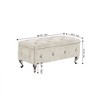 Modern Ottoman Bench, Velvet and PU Black PU Upholstered Tufted Storage Folding 250lbs Load Capacity Storage Chest End of Bed Bench for Bedroom - 4 of 4
