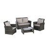 NicBex Outdoor Dining Table Set Tempered Glass Coffee Table with Rattan Chairs,Patio Furniture Set for Garden, Backyard, Porch - 3 of 4