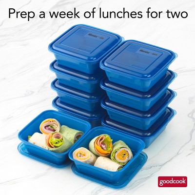 GoodCook Meal Prep 1 Compartment Square Containers + Lids