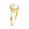 Ross-Simons 6.5-7mm Cultured Button Pearl Ring in 18kt Gold Over Sterling - 3 of 4