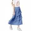 Girls Summer High Waisted Maxi Skirt Ruffle Hem Cute Long Skirts with Elastic Waistband for Kid Girl 5-14Y - 4 of 4
