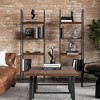 72" Hawkins Metal/Wood Ladder Shelf Walnut - WyndenHall: Modern 4-Tier Bookcase, Fixed Shelves, Veneer Frame - 2 of 4