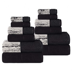Ribbed Cotton Highly Absorbent Medium Weight 12 Piece Assorted Towel Set by Blue Nile Mills - 1 of 4
