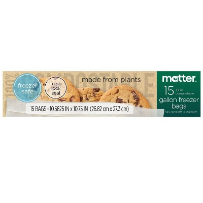Matter 100% Compostable Gallon Freezer Bags - 15ct